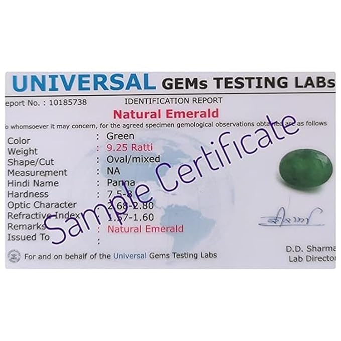 Natural Green Panna (Emerald) | 7.25 Ratti | Oval | Colombian | Certified Gemstone | Jaipur Shubho Ratan