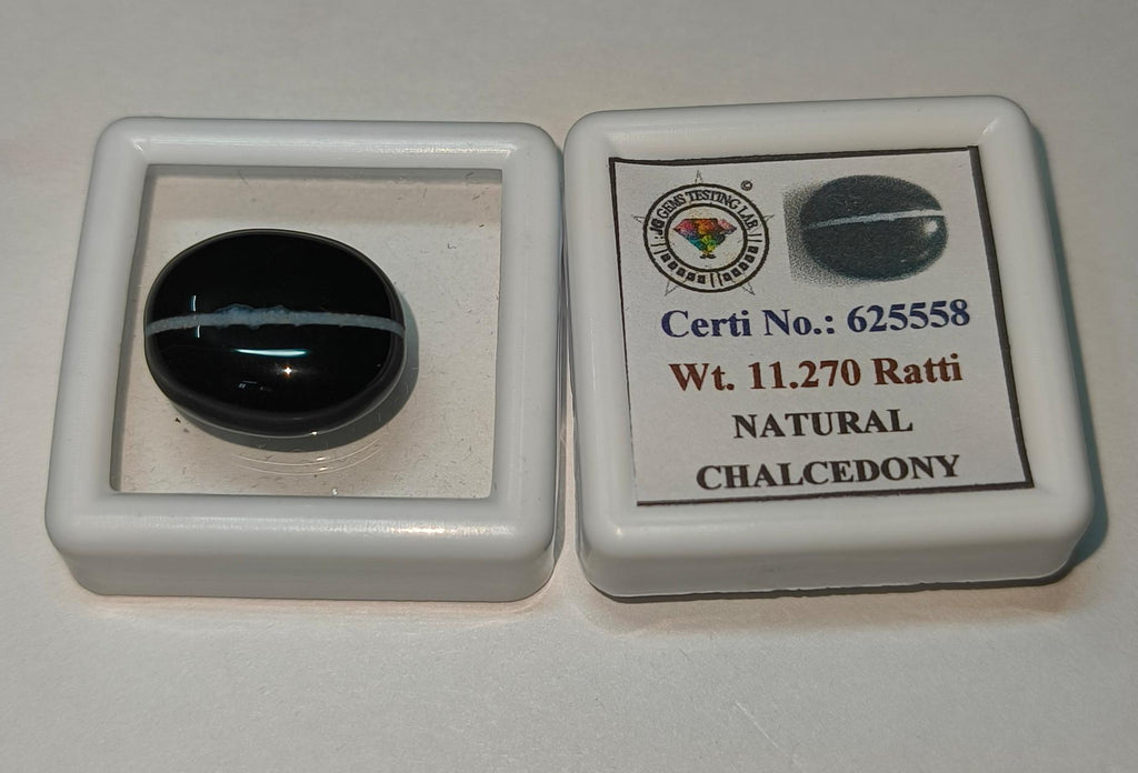 Natural Black Chalcedony (Sulemani Hakik) 11.27 Ratti Certified Loose Gemstone