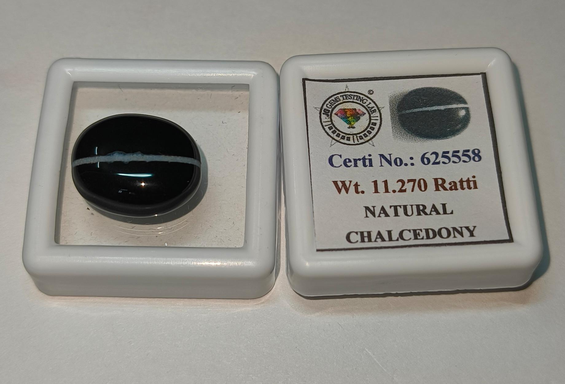 Natural Black Chalcedony (Sulemani Hakik) 11.27 Ratti Certified Loose Gemstone