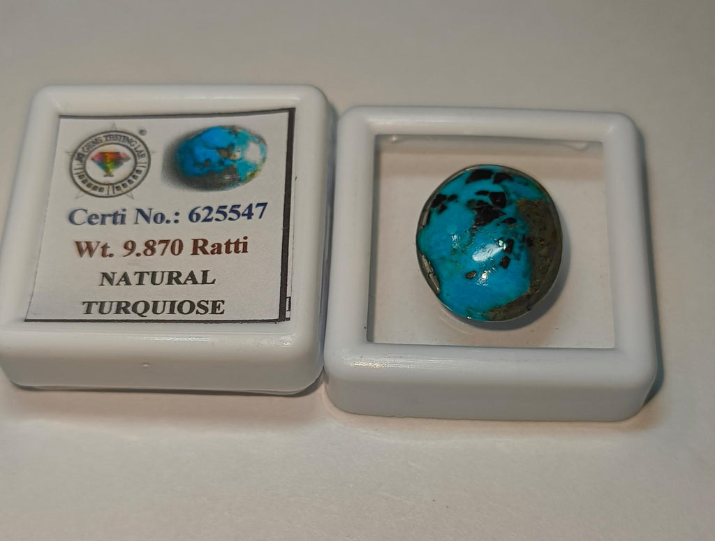 Natural Firoza (Turquoise) 9.87 Ratti | Original Certified Astrological Gemstone
