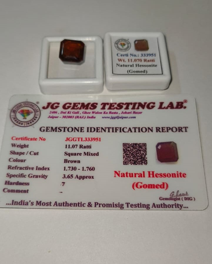 Natural Gomed (Hessonite Garnet) 11.07 Ratti – Premium Certified Gemstone