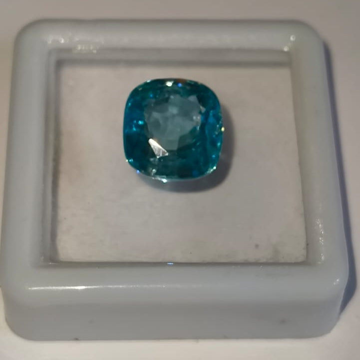 Natural Blue Zircon 6.71 Ratti (Approx. 6.17 Carat) – Certified Natural Blue Zircon Gemstone | Brilliant Blue Sparkle | Astrological Gemstone