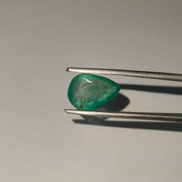 Certified Natural Emerald (Panna) 5.02 Ratti (4.73 cts.) Green Gemstone | Pear Mixed Cut | Original Emerald for Astrology & Fine Jewelry
