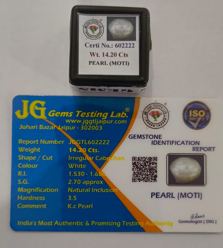 Natural Pearl (Moti) 14.20 Cts – Premium Quality Original Chandra Mani Gemstone.