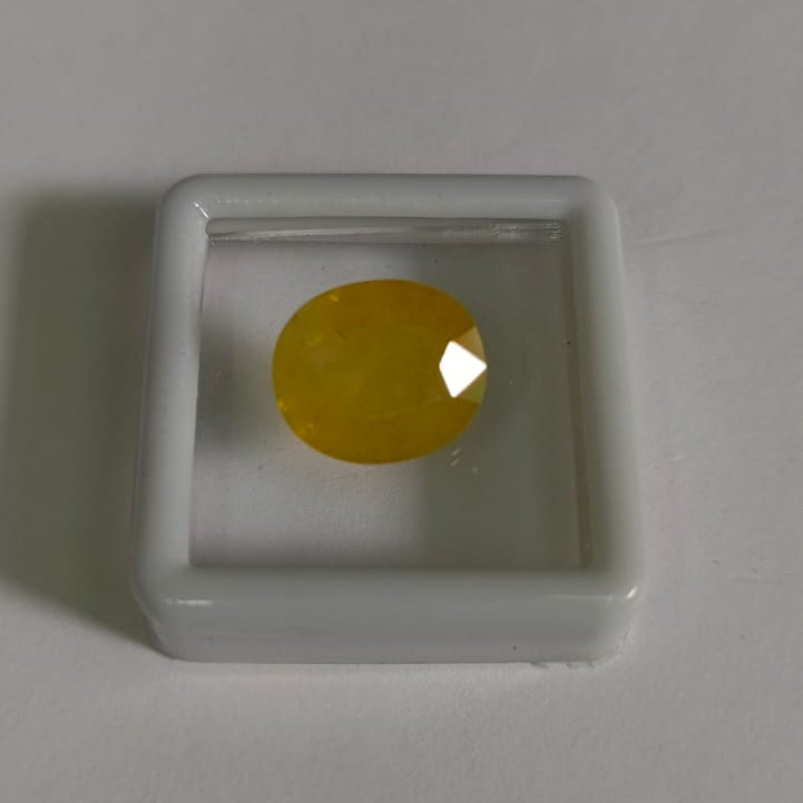 Natural Thai Bangkok Yellow Sapphire 6.68 Ratti (Approx. 6.15 Carat) – Certified Pukhraj Gemstone | Natural Yellow Sapphire | Astrological Gemstone