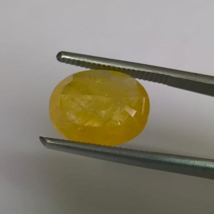 Natural Thai Bangkok Yellow Sapphire 6.68 Ratti (Approx. 6.15 Carat) – Certified Pukhraj Gemstone | Natural Yellow Sapphire | Astrological Gemstone