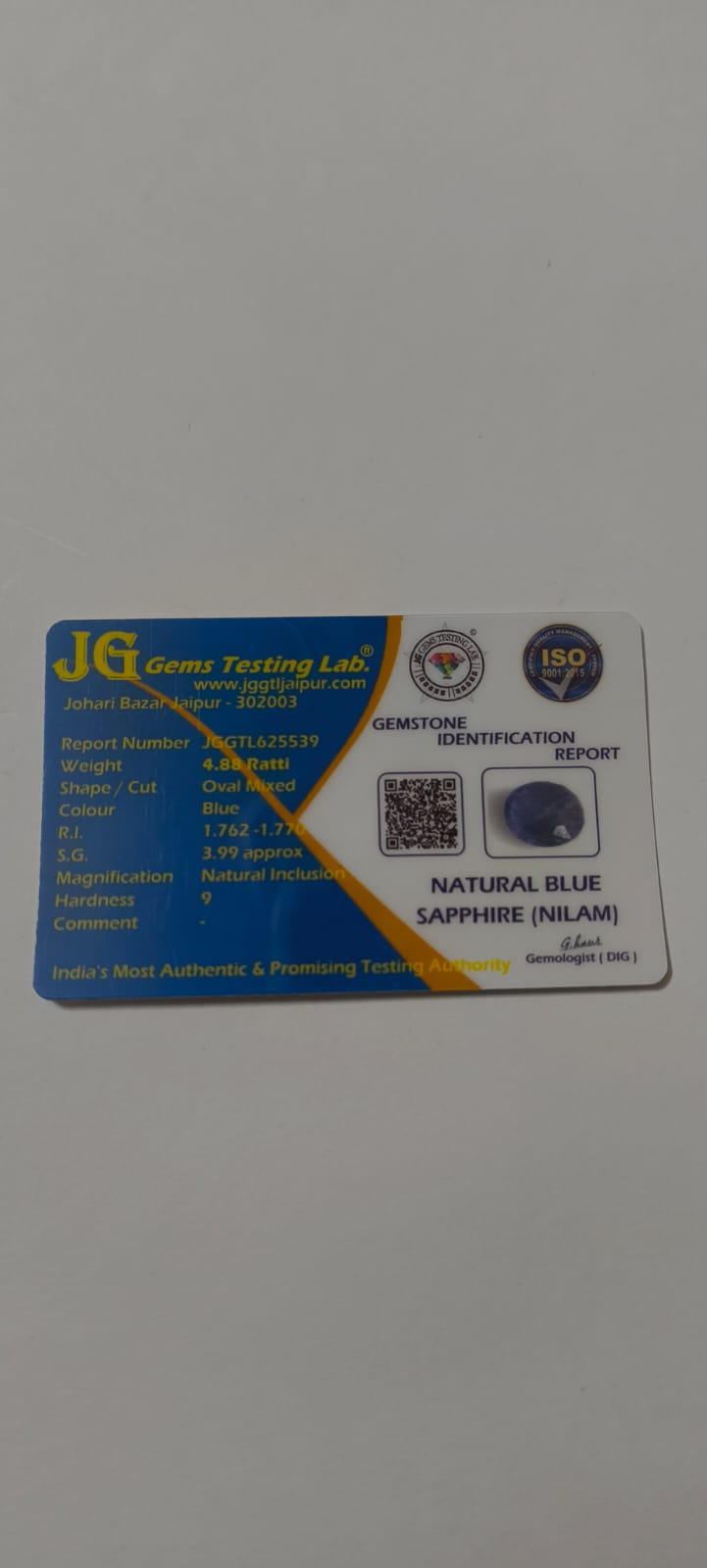 Natural Blue Sapphire (Neelam) 4.88 Ratti – Certified Natural Blue Sapphire Gemstone | Oval Mixed Cut Neelam | Genuine Natural Sapphire for Ring & Pendant | Astrological Gemstone
