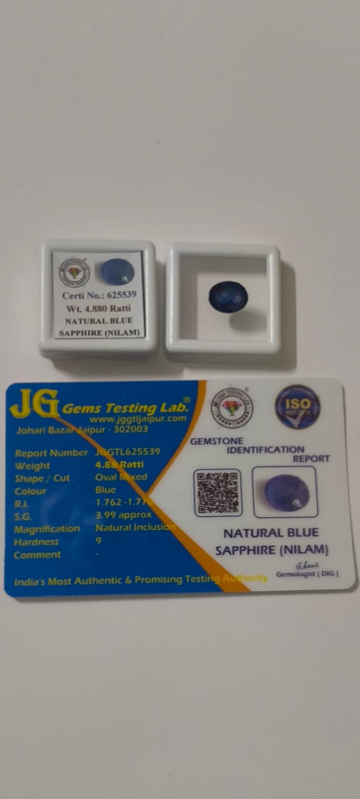 Natural Blue Sapphire (Neelam) 4.88 Ratti – Certified Natural Blue Sapphire Gemstone | Oval Mixed Cut Neelam | Genuine Natural Sapphire for Ring & Pendant | Astrological Gemstone