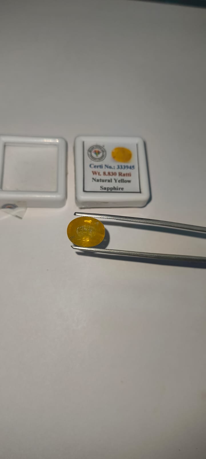 Natural Thai Yellow Sapphire (Pukhraj) 8.83 Ratti Certified Gemstone for Astrology & Jewelry