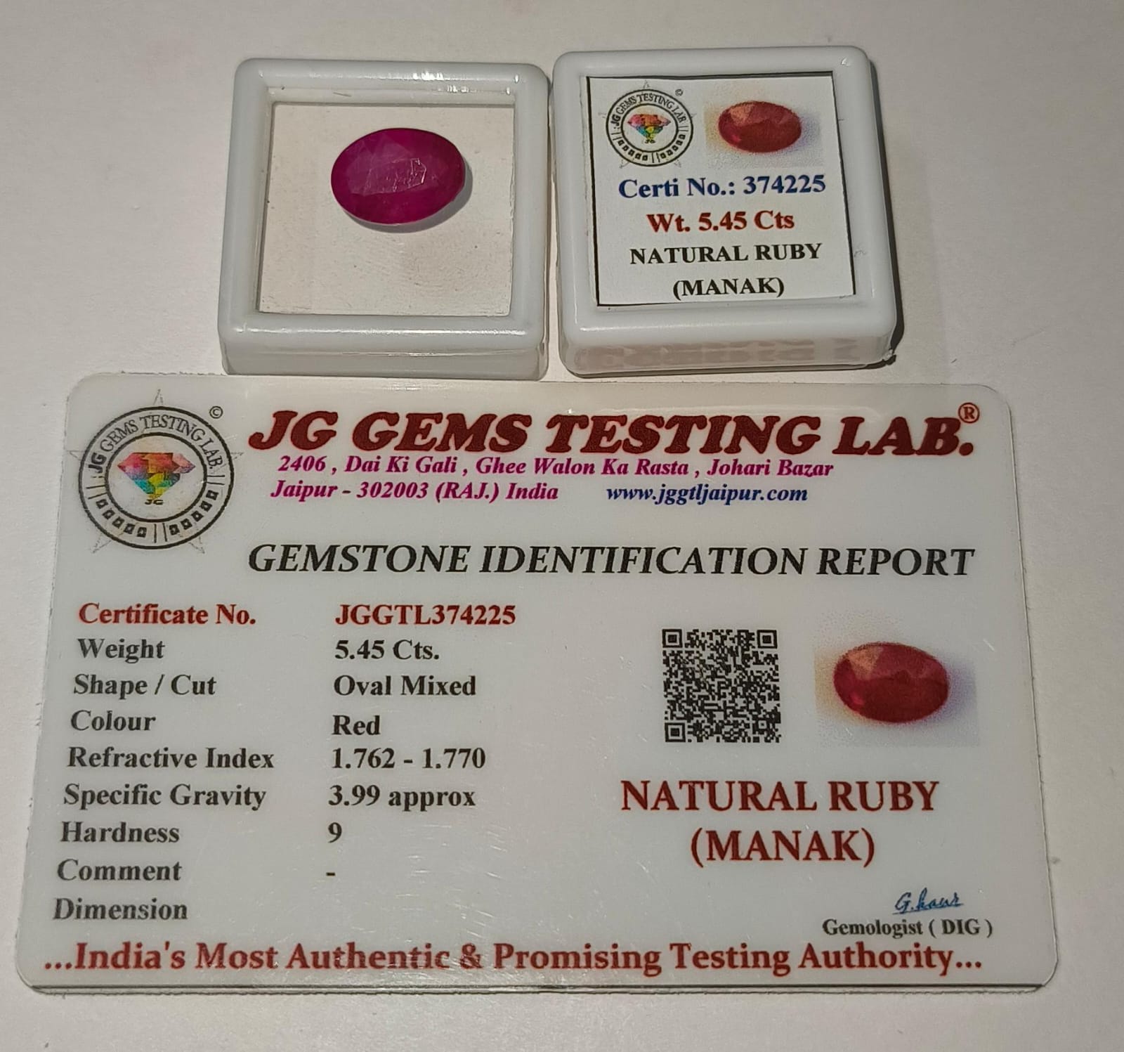 Natural Ruby (Manik) 5.45 Ratti | Original Certified Astrological Gemstone