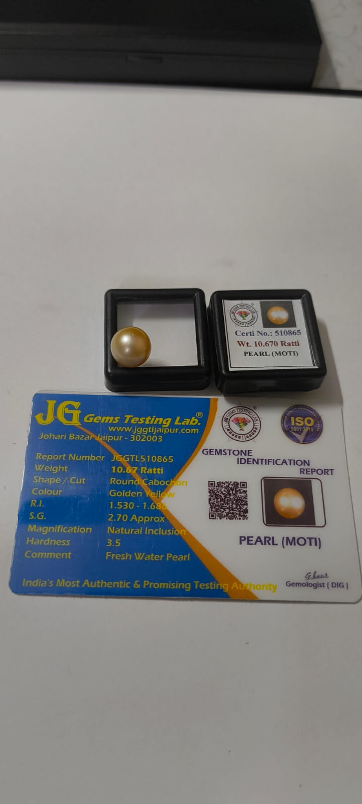 Natural South Sea Pearl 10.67 Ratti – Premium Certified White Pearl (Moti) Gemstone