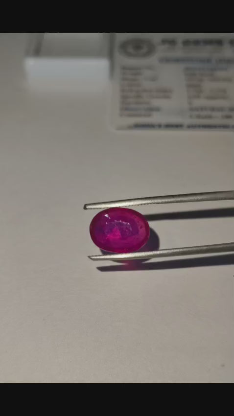 Natural Ruby (Manik) 6.33 Ratti | Certified Deep Red Precious Gemstone | Oval Mixed Cut